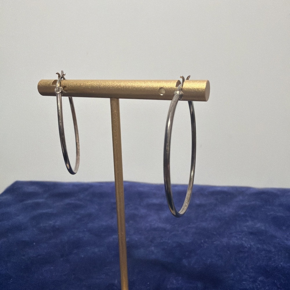 IBB 925 Sterling Silver 1.5" Hoop Earrings 2.3g